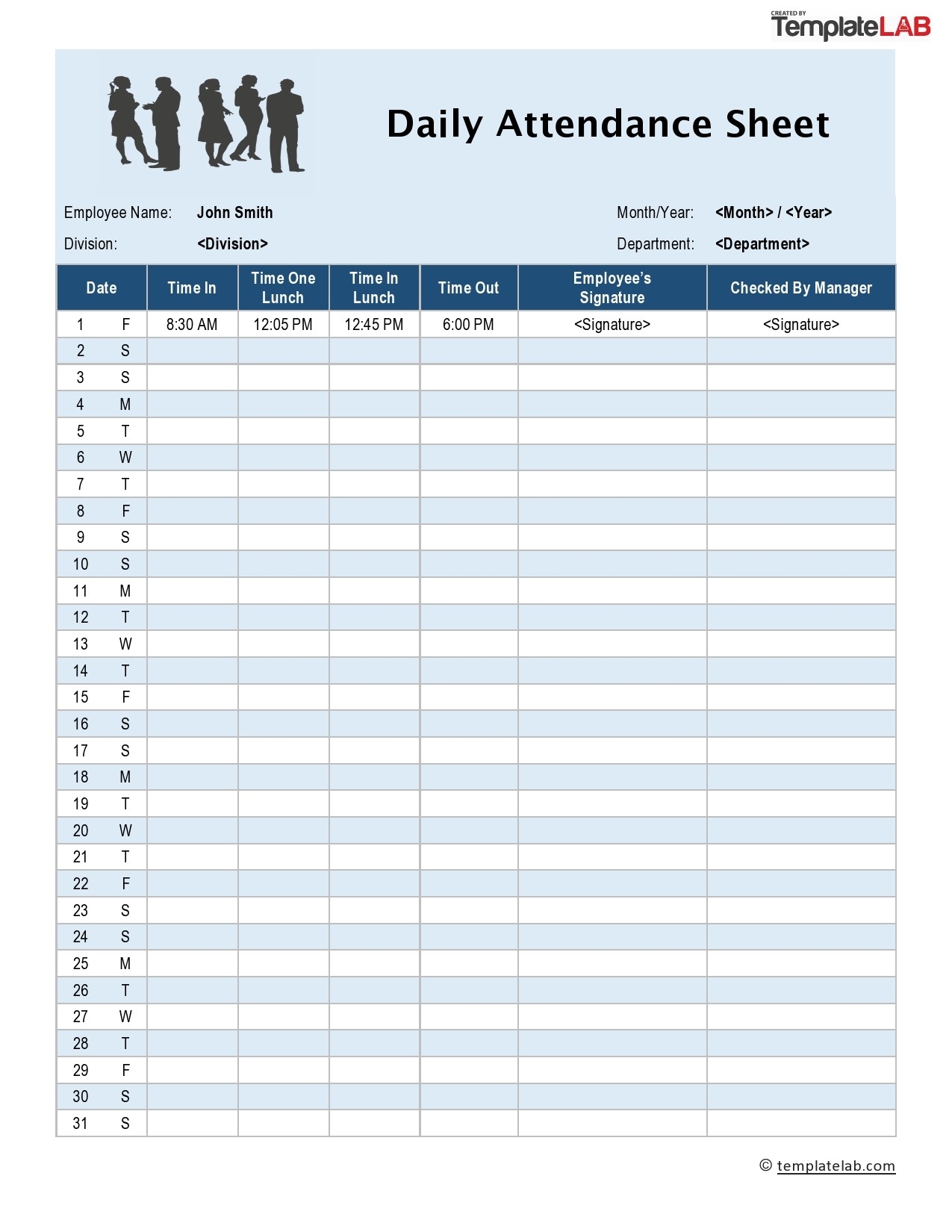 23 Free Printable Attendance Sheet Templates Word Excel