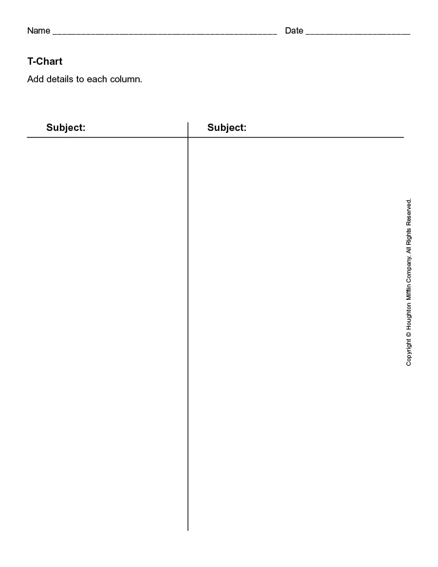 Simple T Chart Template In Illustrator PDF Download Template