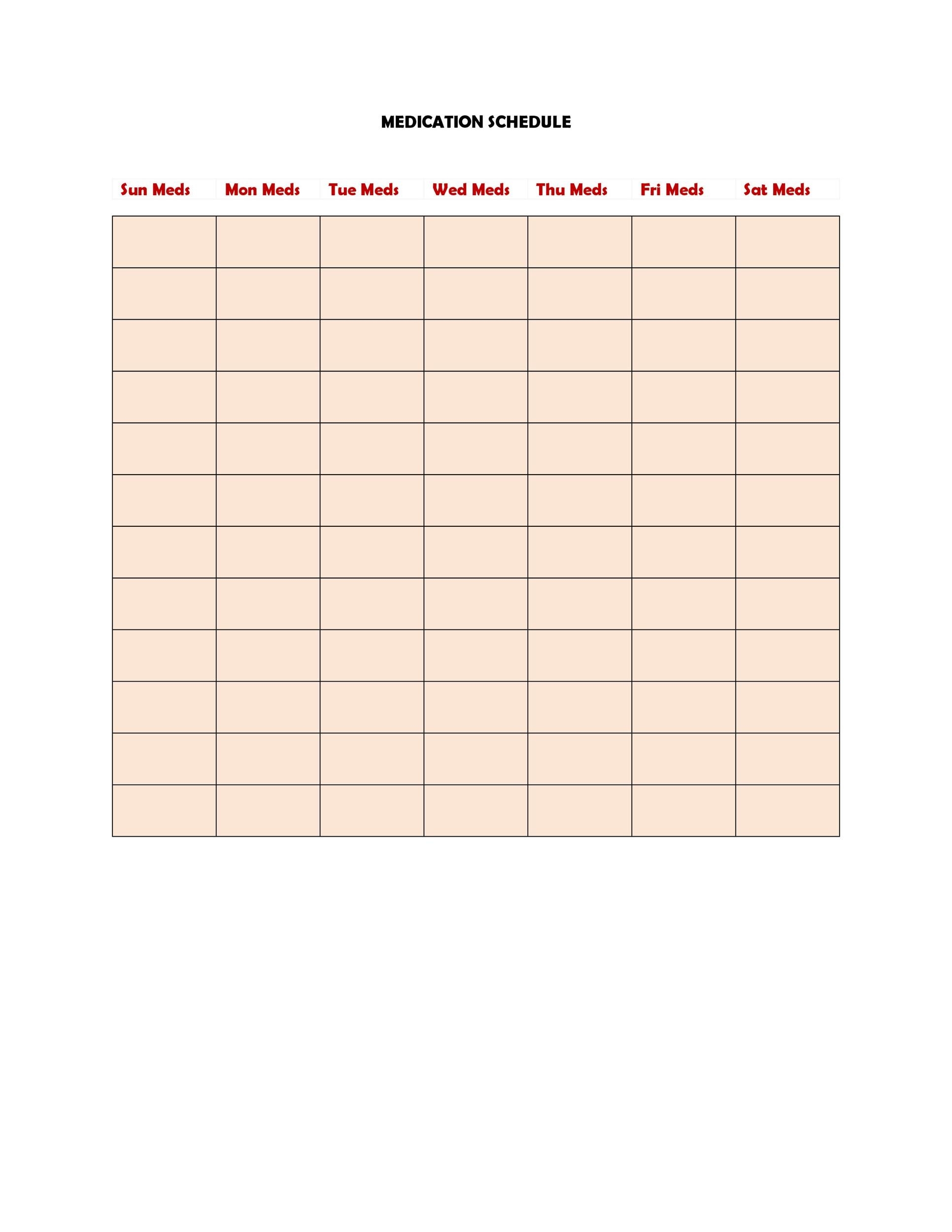 40 Great Medication Schedule Templates Medication Calendars