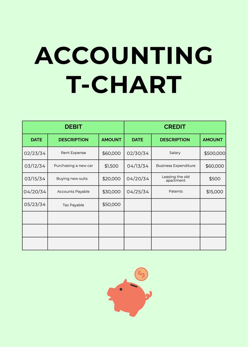 Accounting T Chart Template In Illustrator PDF Download Template