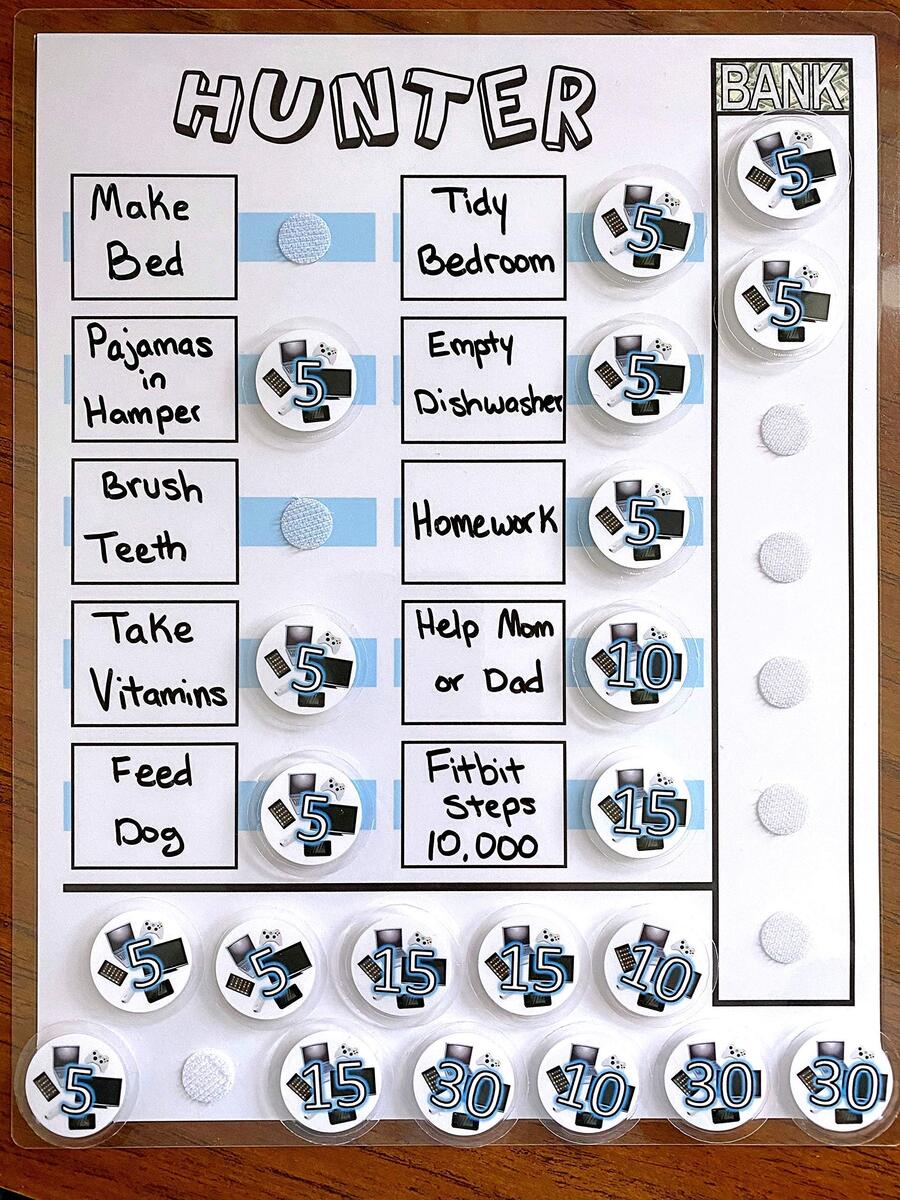 Amazon Chore Chart With Screen Time Tracker Shipped Earn Screen Time For Chore Completion Order With Movable Or Dry Erase Chores Toys Games