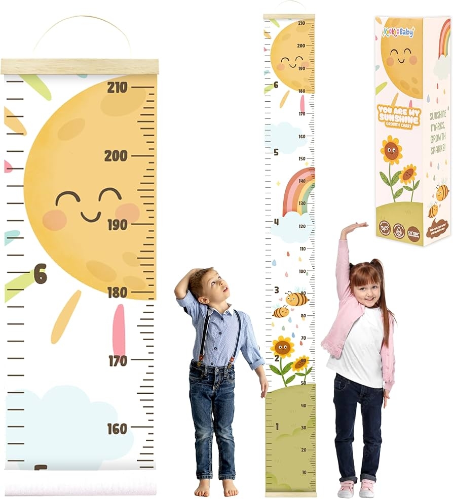 Amazon KooKooBaby Kids Growth Chart For Wall 82 x7 9 Premium Canvas Removable Height Chart For Kids Height Measurement For Wall Height Chart Measuring For Kids Baby Child Height Wall Chart