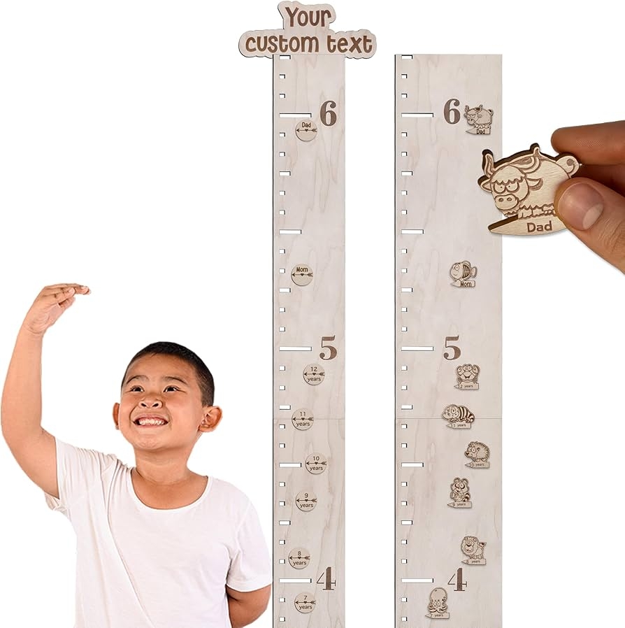 Amazon Personalized Wooden Ruler Growth Chart For Kids With Height Markers Custom Name Growth Chart Hanging Decor For Baby Boy Girl Family Measuring Board Wood Wall Meter For Children 56 In