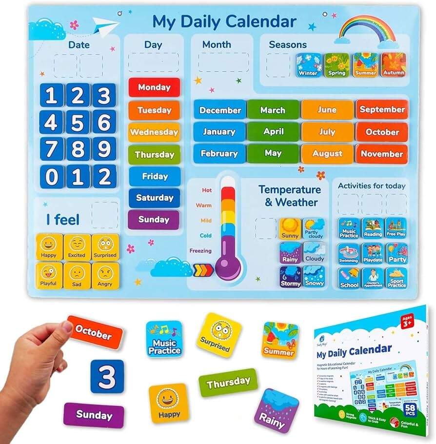 Daily Calendar Printable Calendar Chart For Kids Circle Time Days Of The Week Months Seasons Dates Weather Montessori Homeschool Etsy
