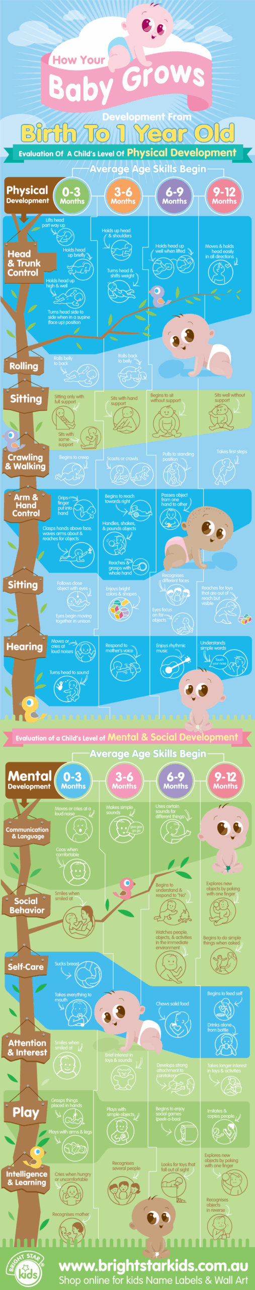 Baby Development Milestones Chart Free From Bright Star Kids Baby Milestones Chart Cognitive Development At 12 Months Developmental Milestones Baby Cognitive Stages Baby Cognitive
