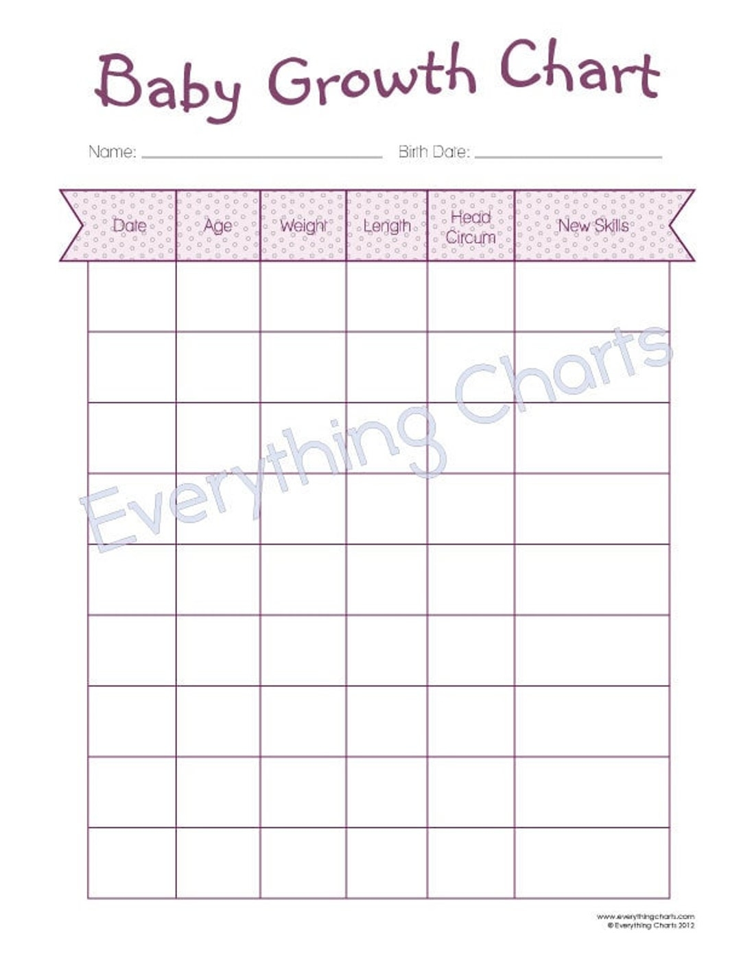 Printable Baby Growth Chart Infant Growth Log Growth Tracker Newborn Milestones Height Tracker Size Tracking A4 And US Letter Size Etsy
