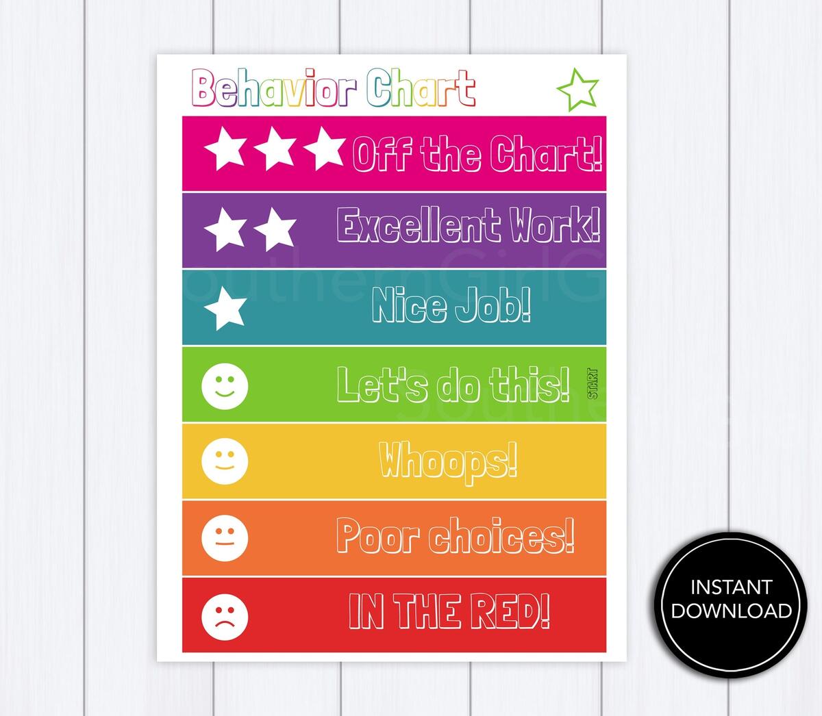 Behavior Chart Clothespin Printable Download behavior CLIP Chart Behavior Reward Clip Clothespin Chart For Kids Etsy