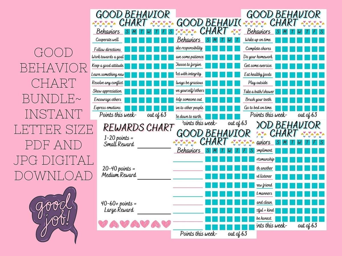 Behavior Chart Digital Bundle Etsy Behavior Chart Digital Bundle Etsy