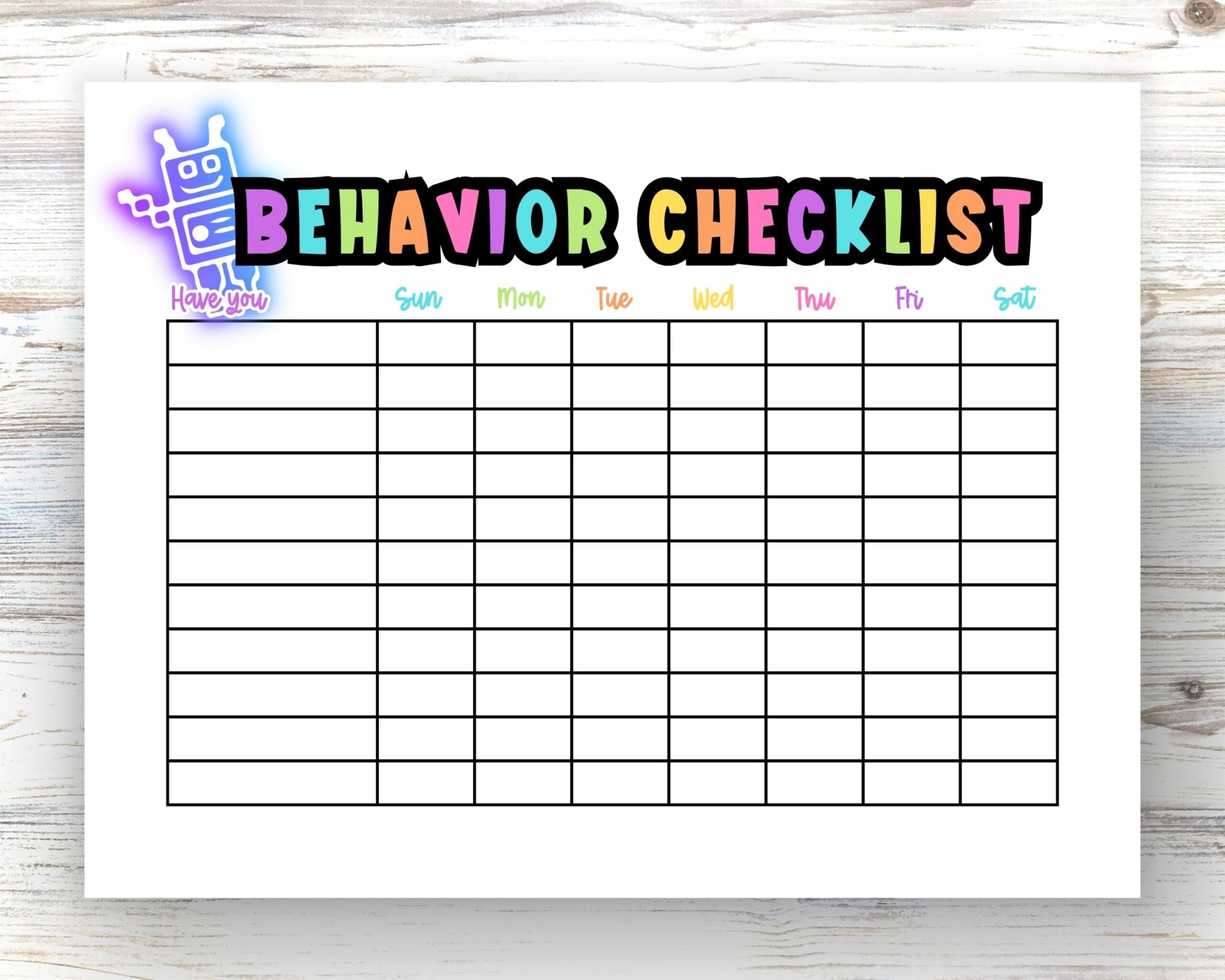 Behavior Checklist Earn Screen Time Reward Sticker Chart Weekly Routine Printable Behavior Management Visual Aid Editable PDF Template Etsy