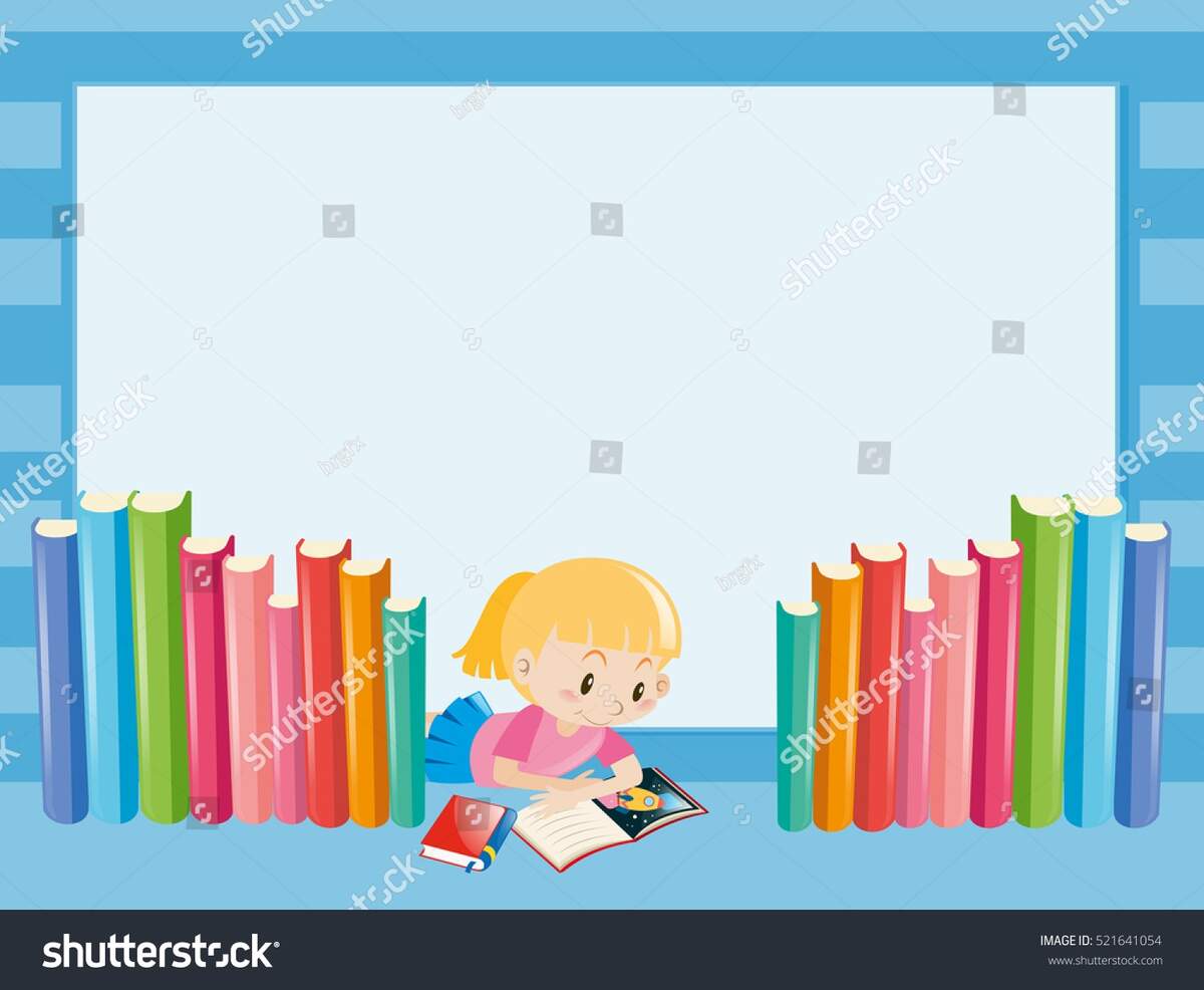 Border Template Girl Reading Book Illustration Stock Vector Royalty Free 521641054 Shutterstock
