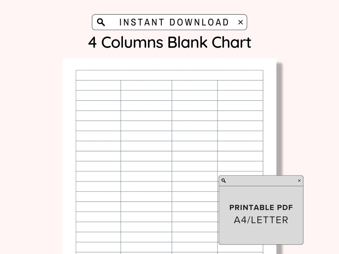 Buy 4 Blank Columns Chart Text Input Print And Write Printable Digital Download Blank Column Template Printable Columns Columns W Title PDF Online In India Etsy