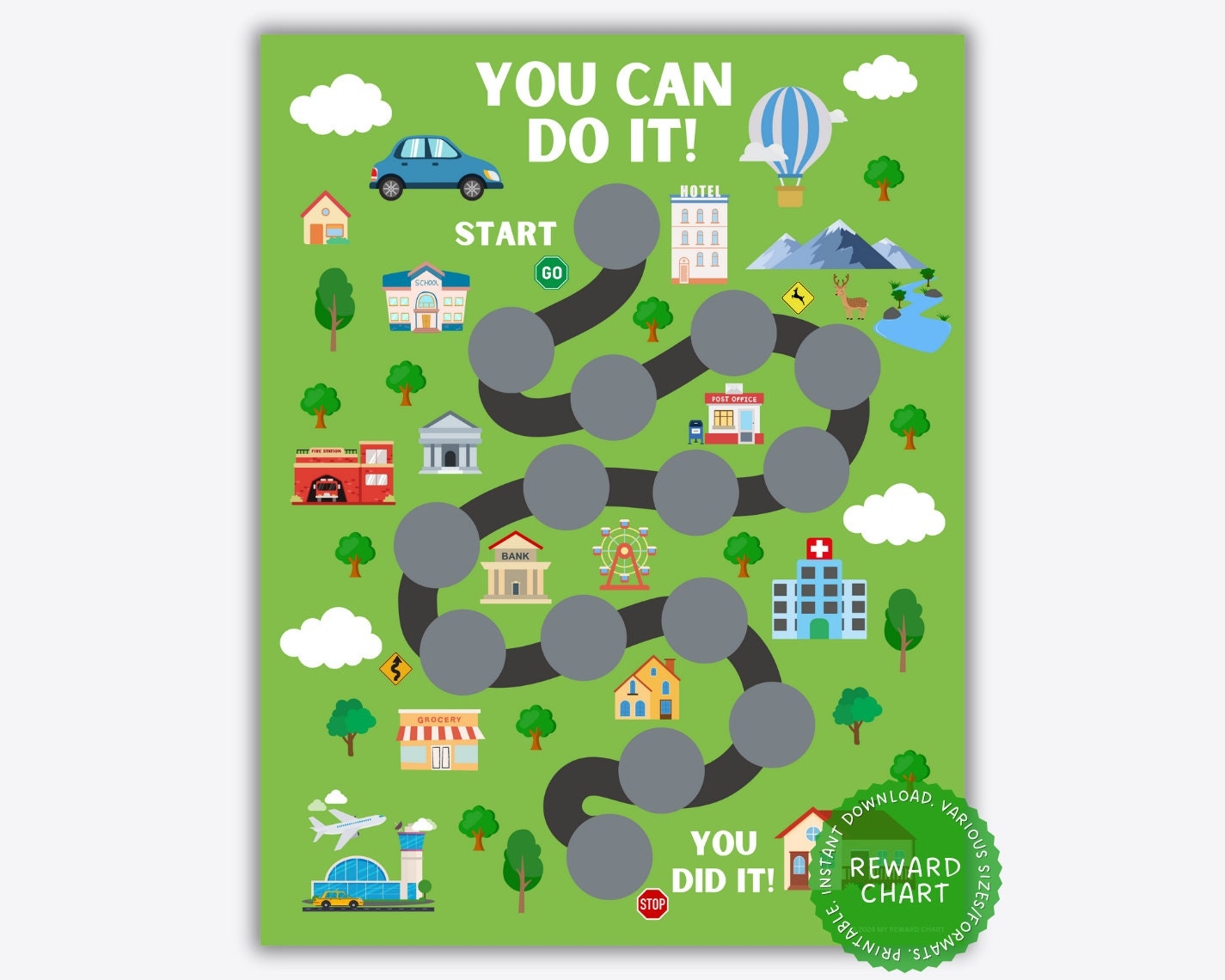 Reward Chart For Kids Printable Reward Chore Chart Potty Training Chart Printable Reward Chart Fun Sticker Chart Etsy