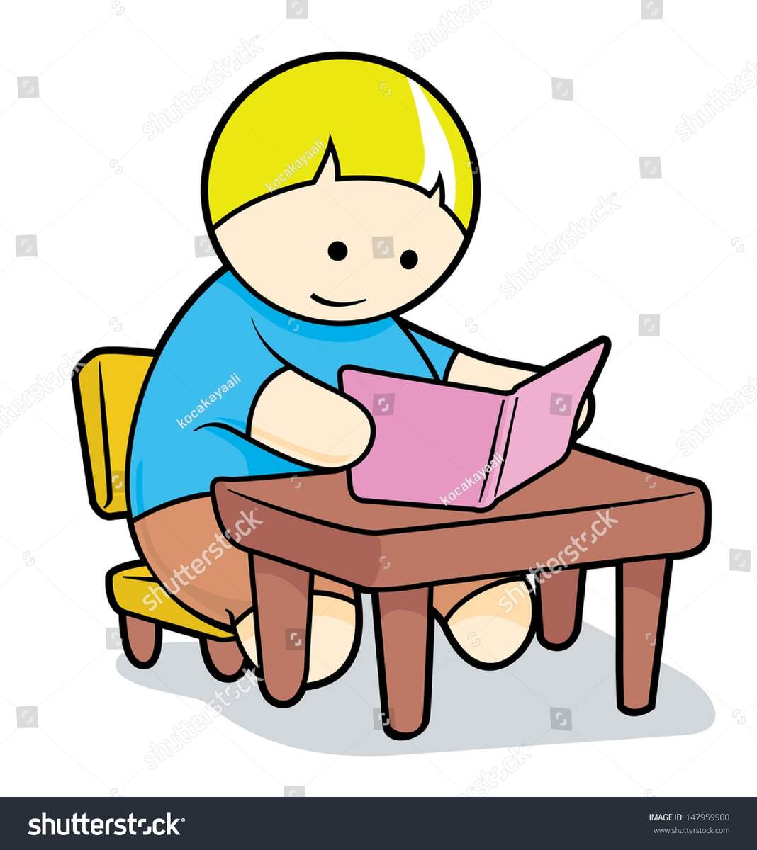 Children Who Read Book Quietly Table Stock Illustration 147959900 Shutterstock