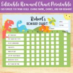 Chore Chart For Kids Printable Dinosaur Reward Behavior Responsibility Chart Editable Template Etsy