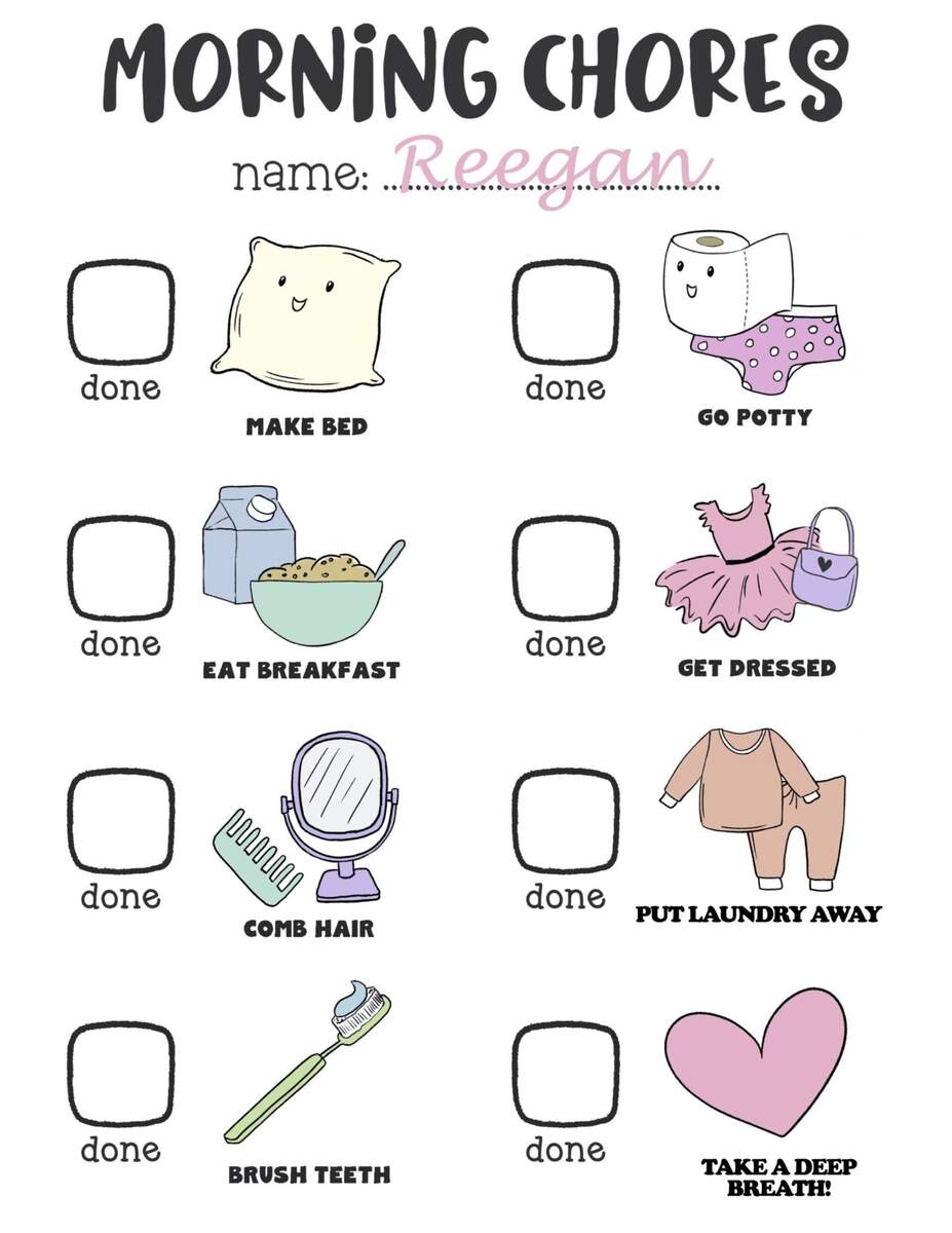 Free Printable Picture Chore Chart For Preschoolers Toddlers
