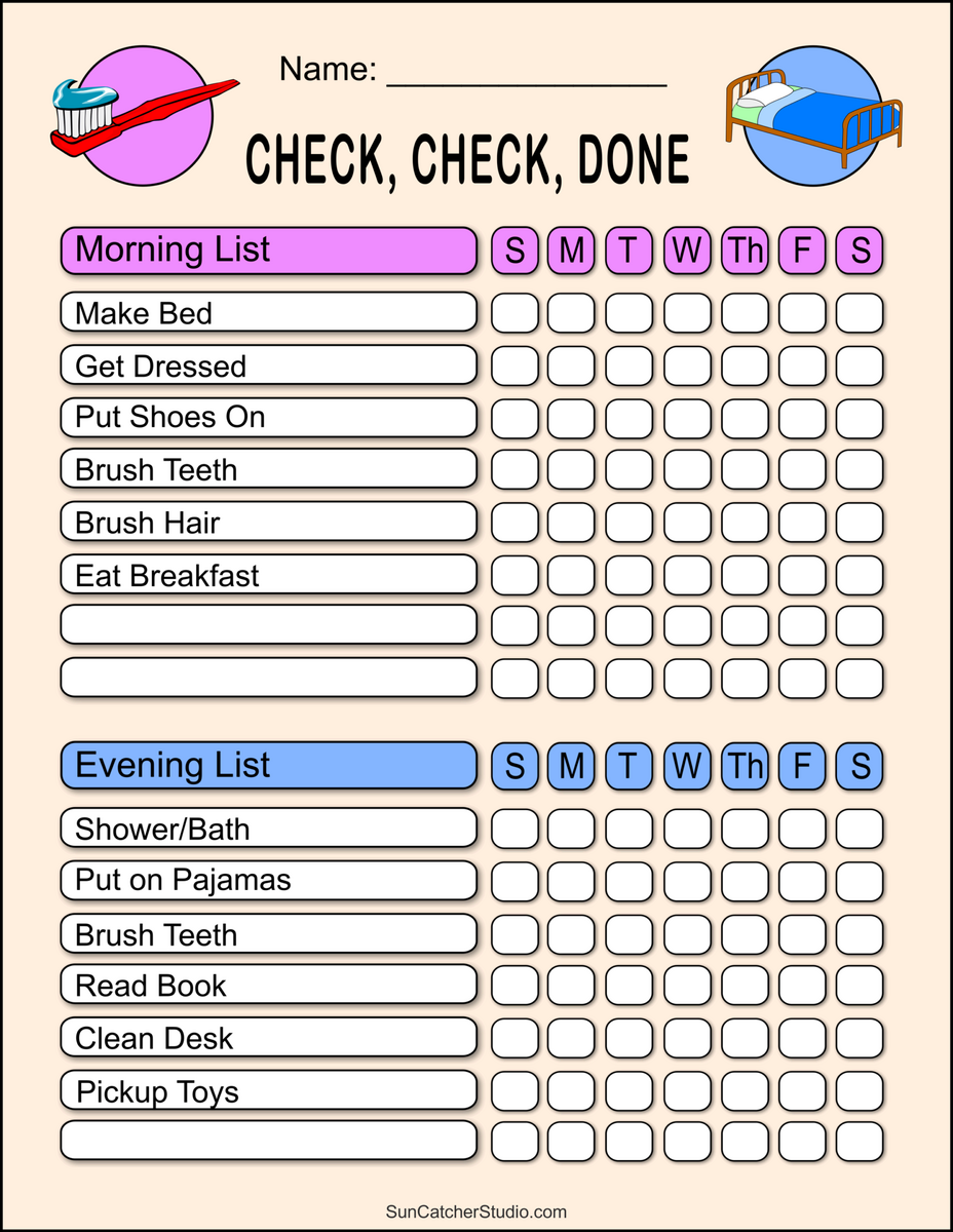 Chore Charts Printable Editable Daily Weekly Templates Free Printables Lettering SVG Files Tools Apps