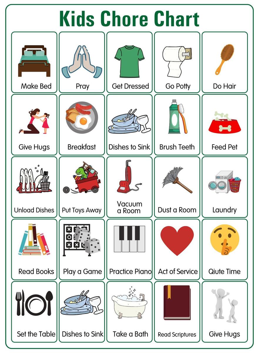Chore Clip Art 10 Free PDF Printables Printablee Picture Chore Chart For Preschoolers Free Printable Fox Farm Home