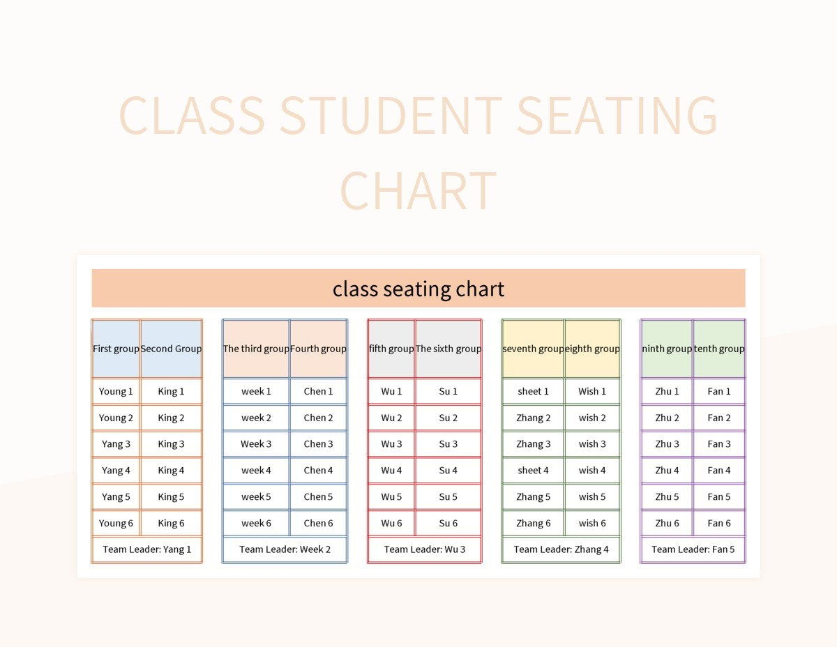 Class Student Seating Chart Excel Template And Google Sheets File For Free Download Slidesdocs
