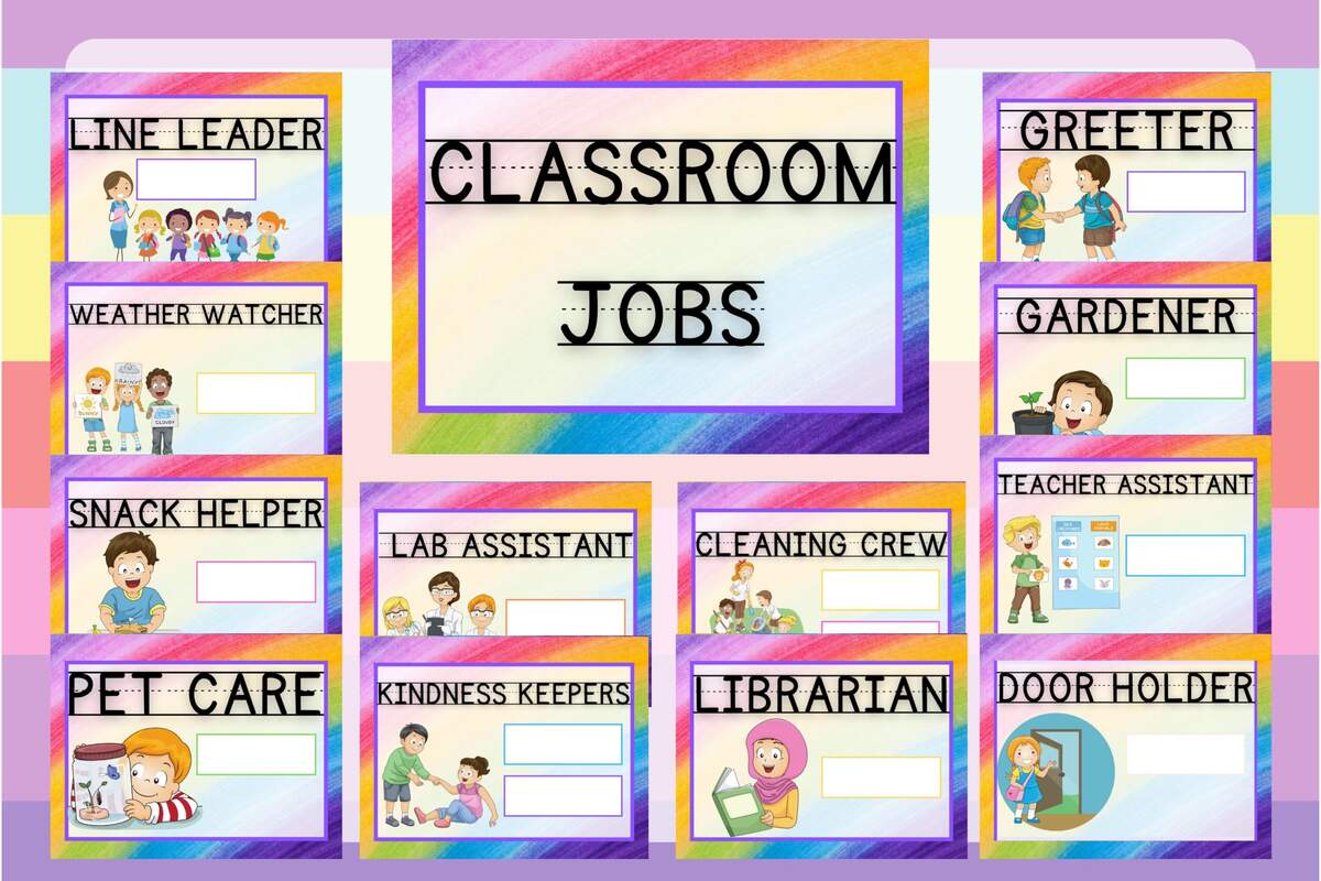 Classroom Job Chart For Your Home Daycare Childcare Preschool Or Classroom Instant Download And Print From Your Home Computer Etsy