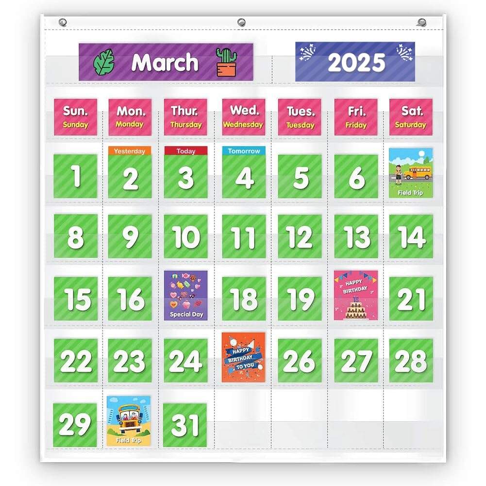 Classroom Monthly Calendar Pocket Chart With 71 Cards For Kids Learning For H EBay