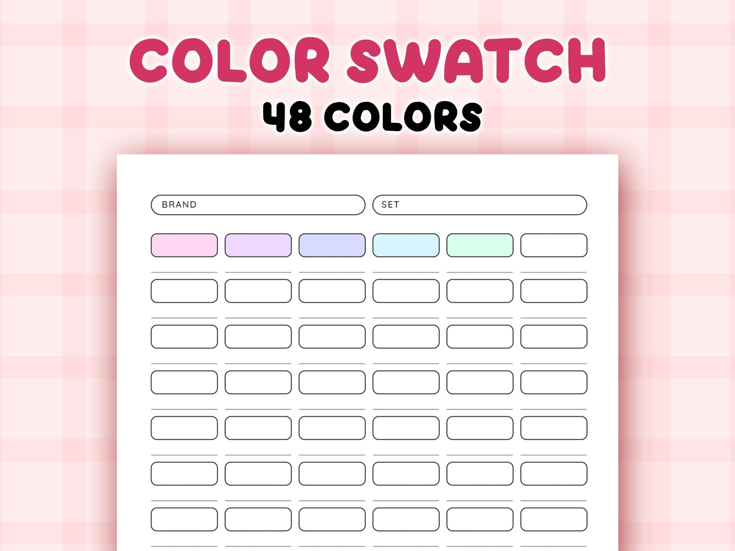 Color Swatch Chart Printable Blank Color Swatches Sheets PDF Alcohol Markers Blank Color Chart Printable Template 48 Color Test Etsy
