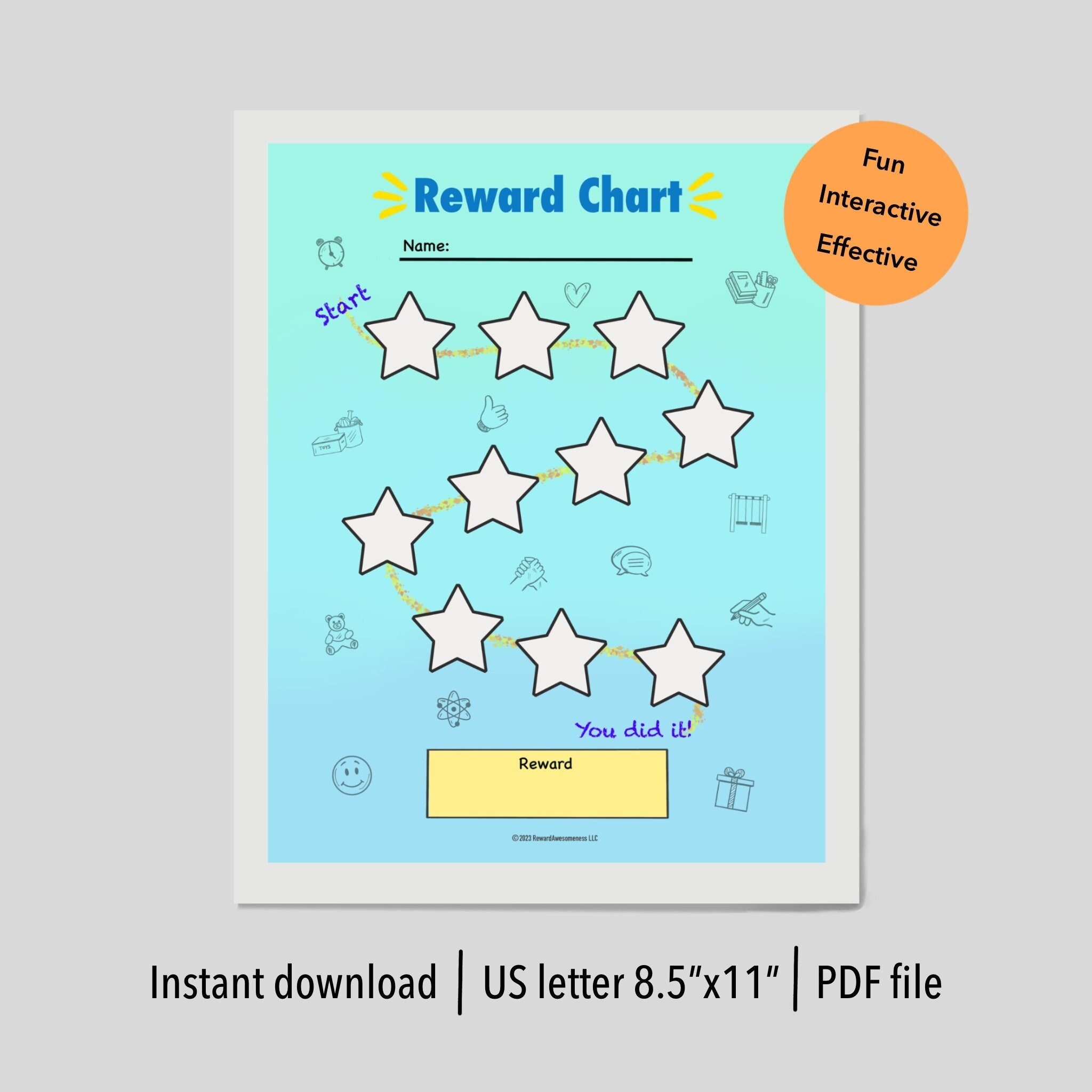 Color The Stars Reward Chart For Kids Behavior Chart Chore Chart Incentive Chart Printable Download Good Behavior Rewarding Kids Etsy