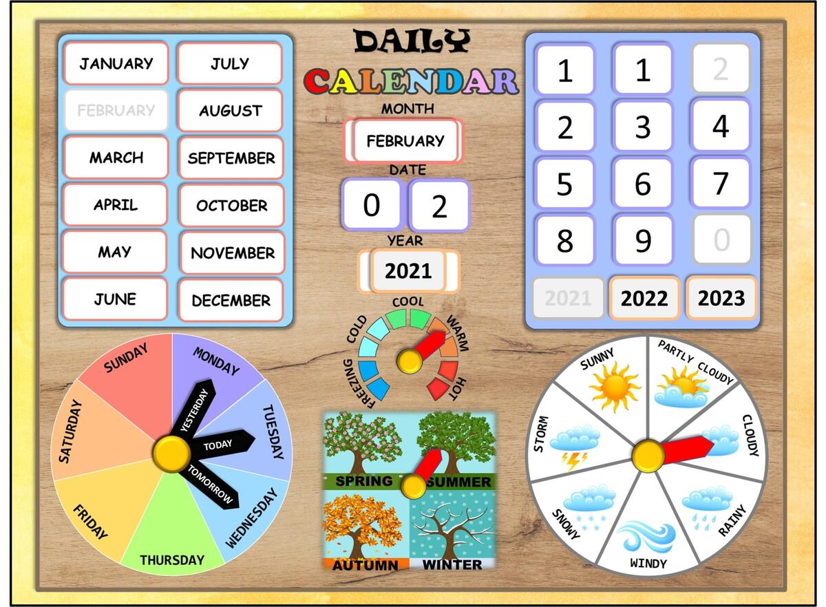 Daily Calendar Printable Calendar Chart For Kids Circle Time Days Of The Week Months Seasons Dates Weather Montessori Homeschool Etsy
