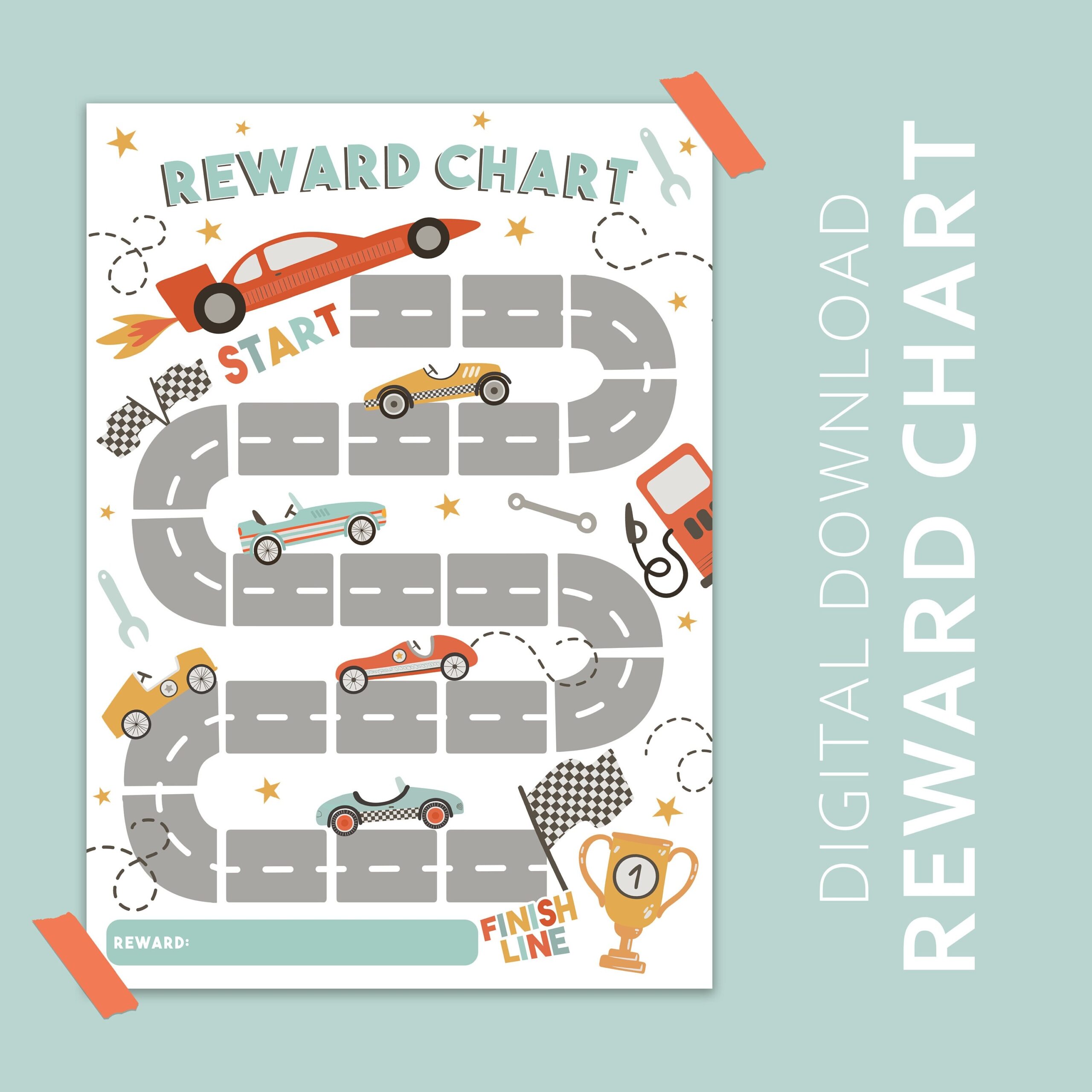 DIGITAL DOWNLOAD Race Car Reward Chart Etsy