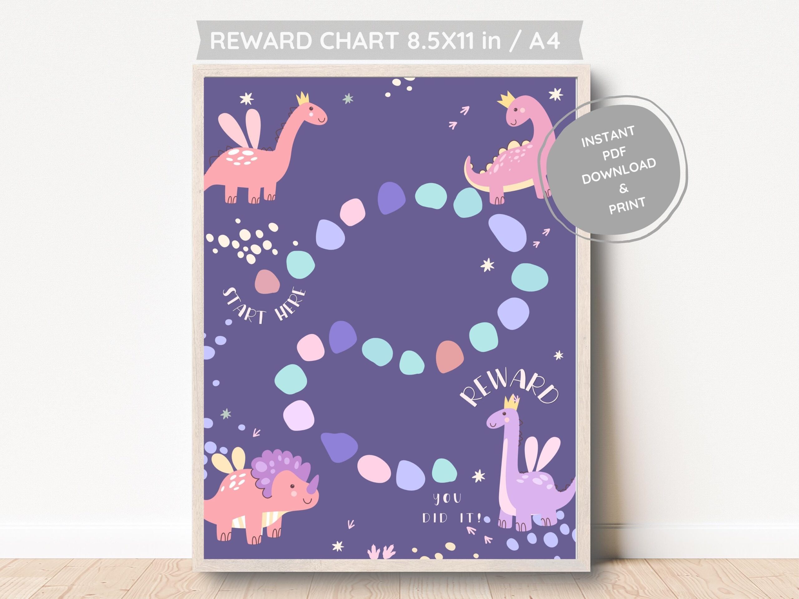 Dino Girls Reward Chart Pastel Potty Training PDF Etsy