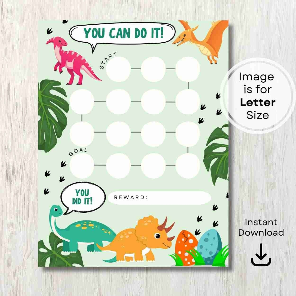 Dino Printable Chart Etsy