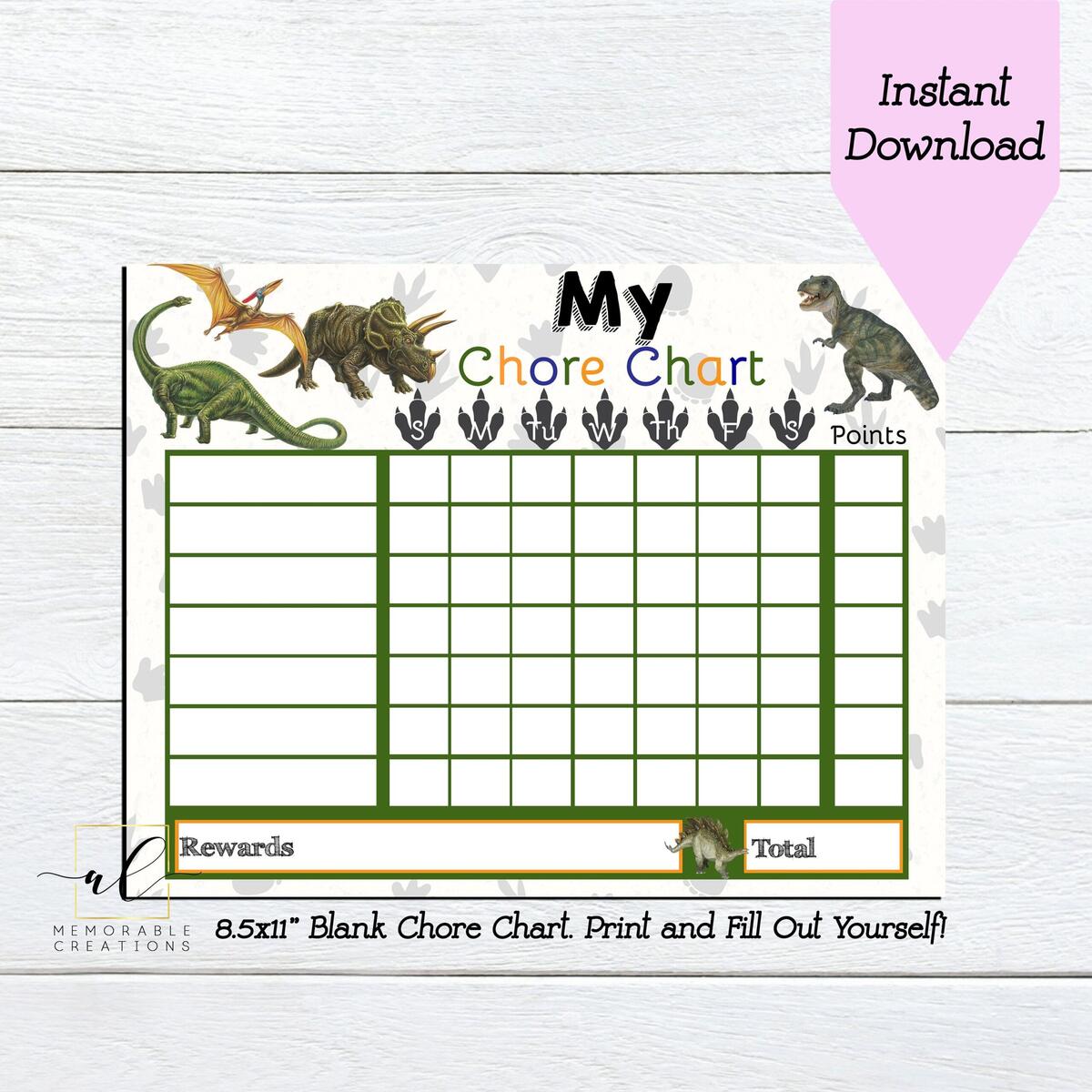 Colour Your Own Children S Reward Chart Dinosaurs Theme Download Print And Colour Etsy