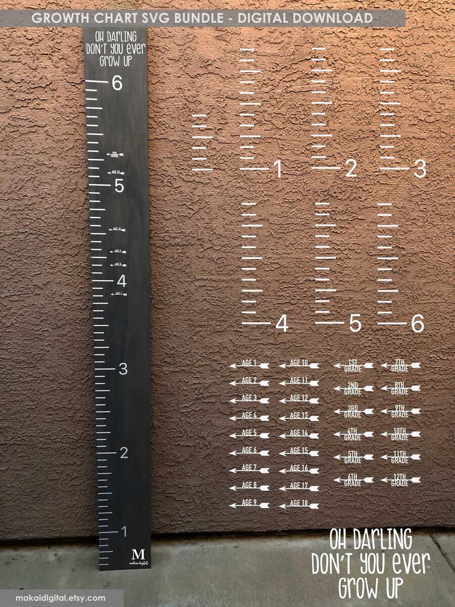 DIY Growth Chart Oh Darling Quote Growth Chart SVG Growth Chart Cut Files Digital Download SVG Only Etsy