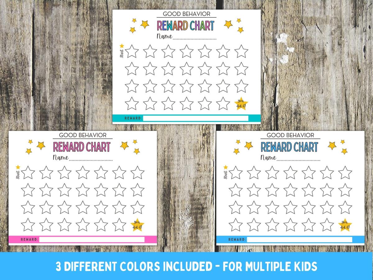 Editable Behavior Reward Chart For Kids Printable Star Tracker Digital PDF Etsy