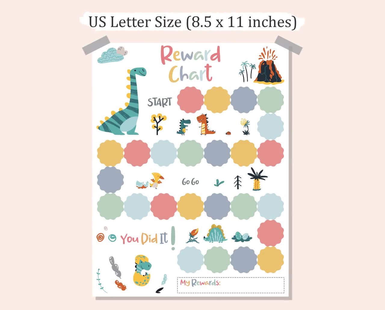 Editable Dinosaur Reward Chart For Kids Printable Etsy