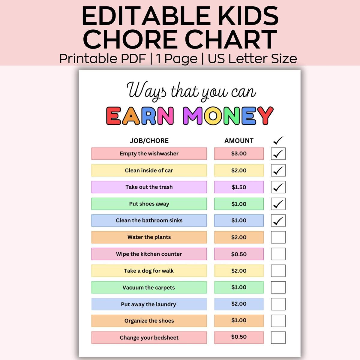Editable Kids Chore And Responsibility Chart Kids Daily Weekly Schedule Ways To Earn Money Kids Routine Chart Summer Routine Etsy
