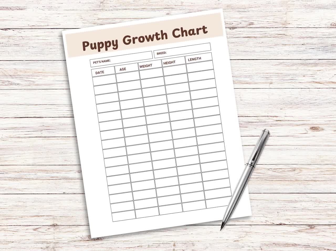 Editable Puppy Growth Chart Puppy Weight Charts Dogchart Puppy Essentials Dog Weight Chart Puppy Chart New Puppy Letter A4 Etsy