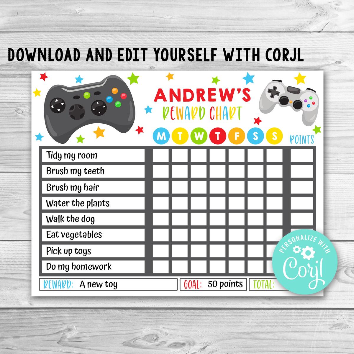 Video Game Reward Chart Printable Gaming Reward Chart Boy Reward Chart Kids Behavior Chart Children Routine Chart Chore Chart Download Etsy