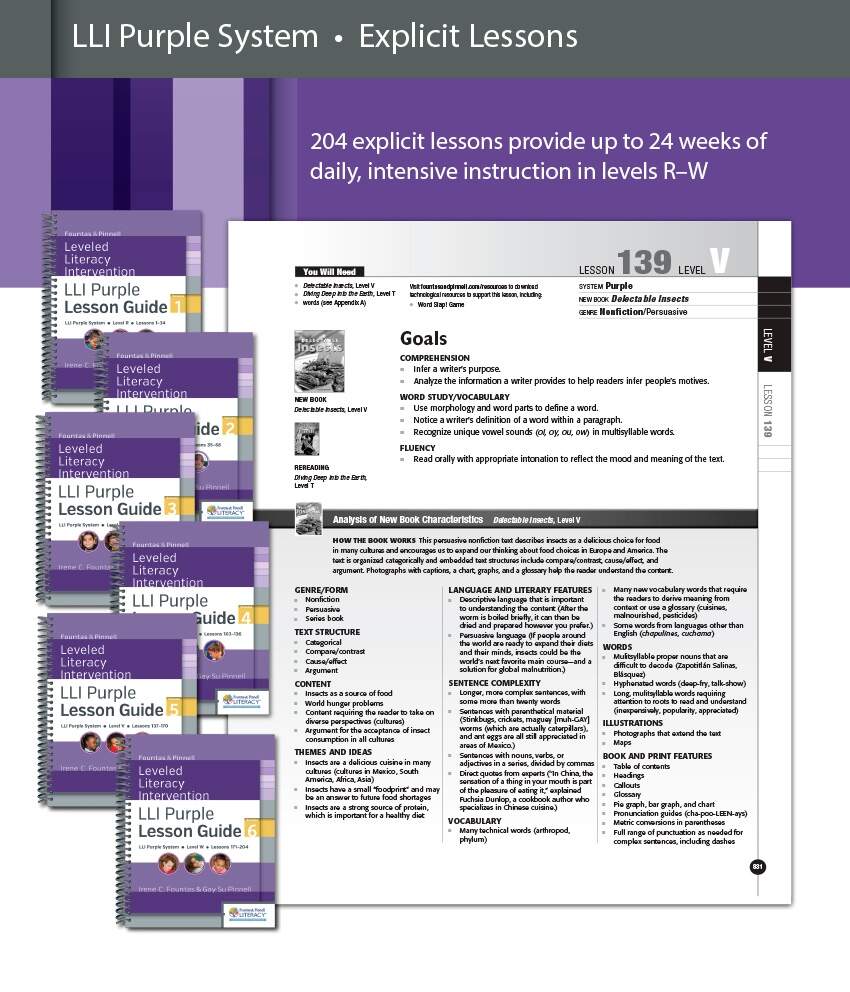 Fountas Pinnell Leveled Literacy Intervention LLI Purple System