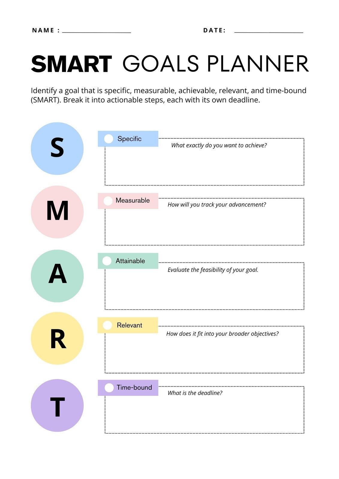 Free And Customizable Goals Templates 19 Printable Goal Chart Templates Free TemplateLab