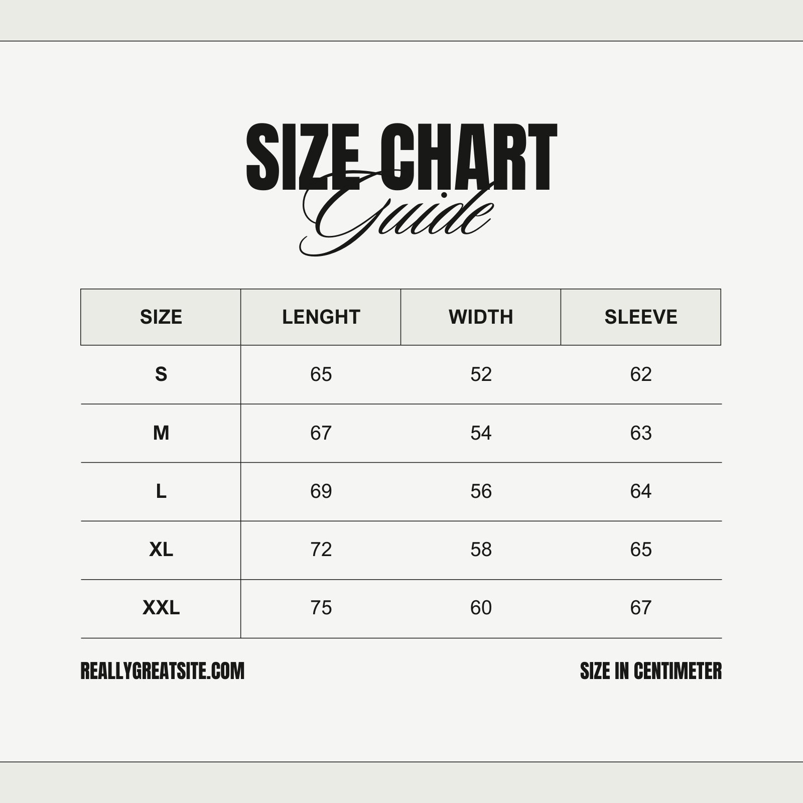 Free And Customizable Size Chart Templates