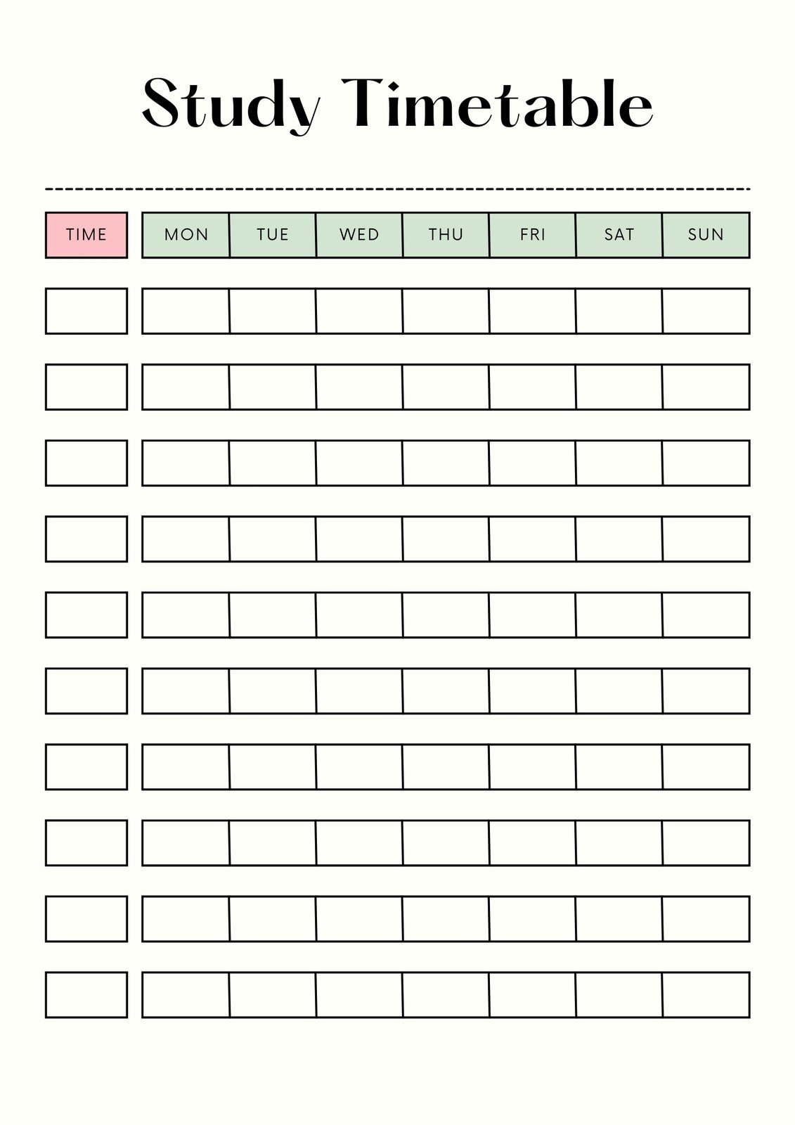 Free And Customizable Timetable Templates
