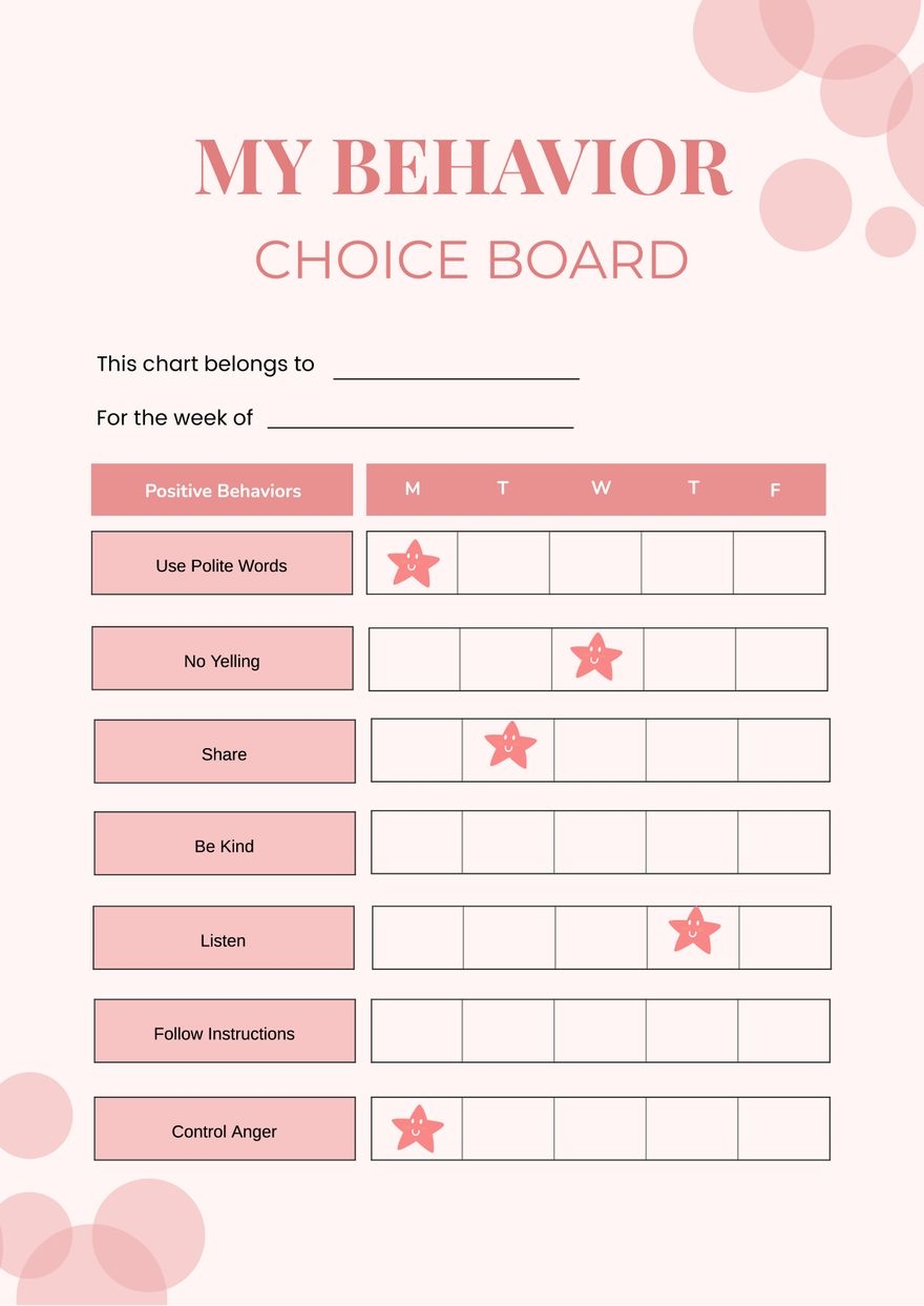 Free Behavior Chart Templates Editable And Printable