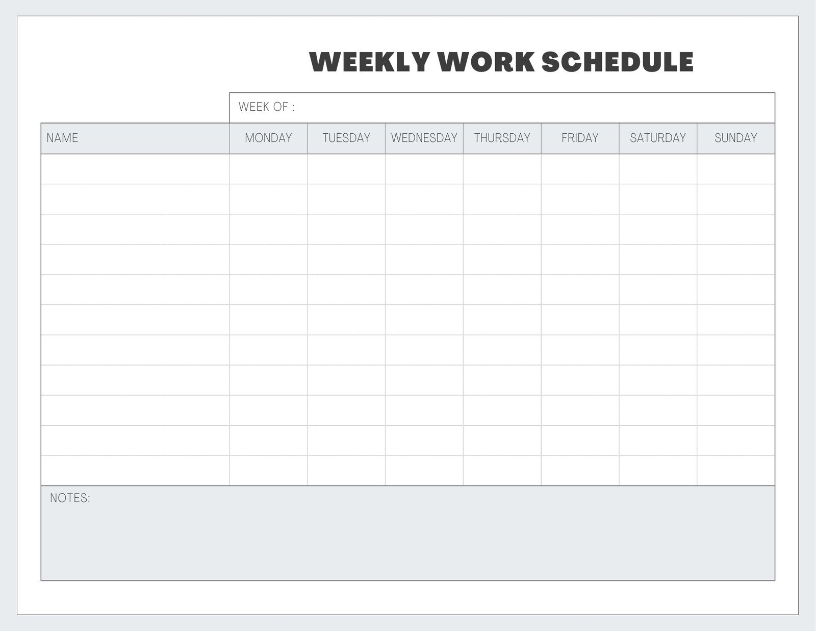 Free Work Schedule Templates For Word And Excel
