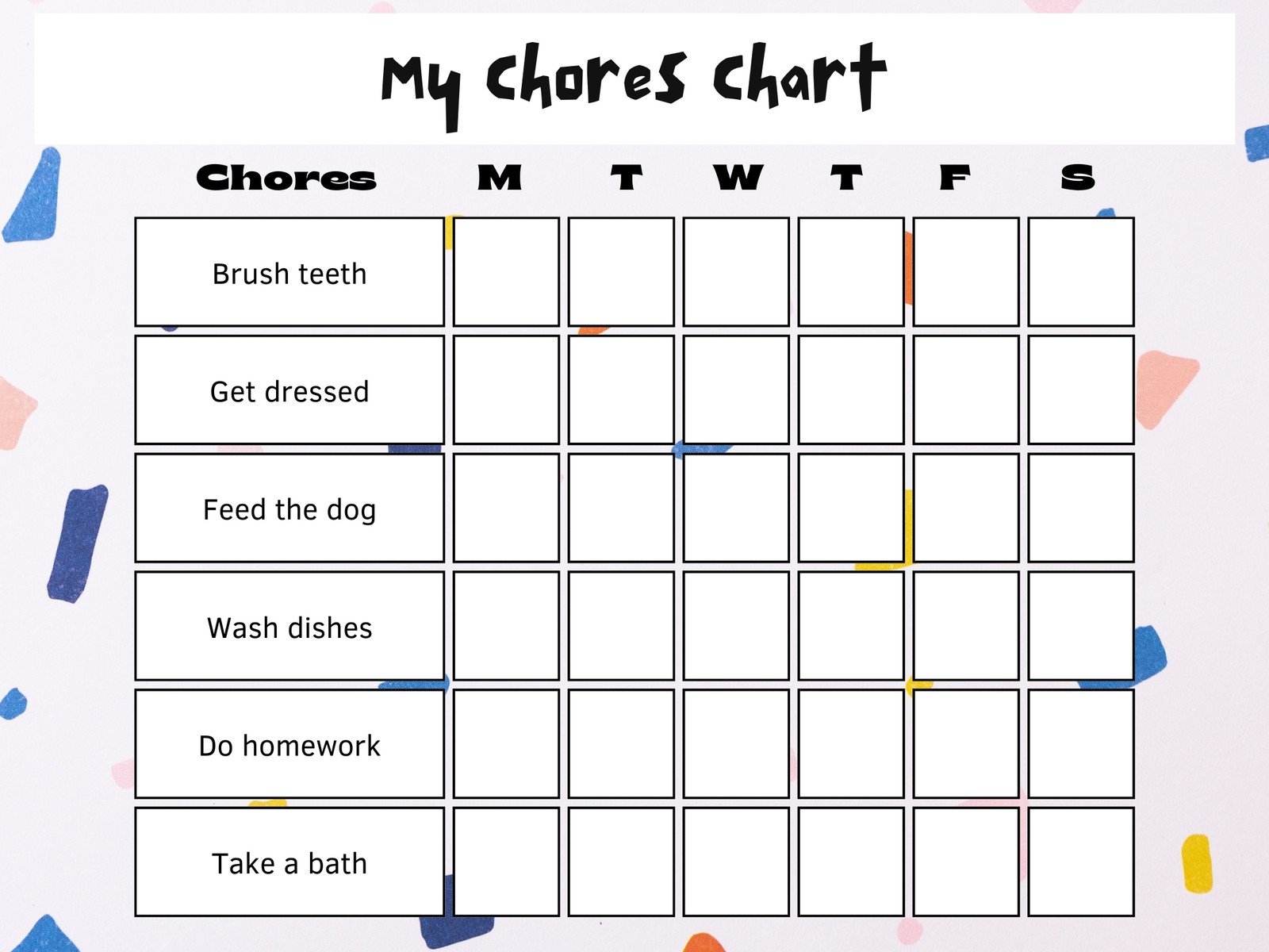 Page 2 Free Customizable Chore Chart Templates To Print Canva