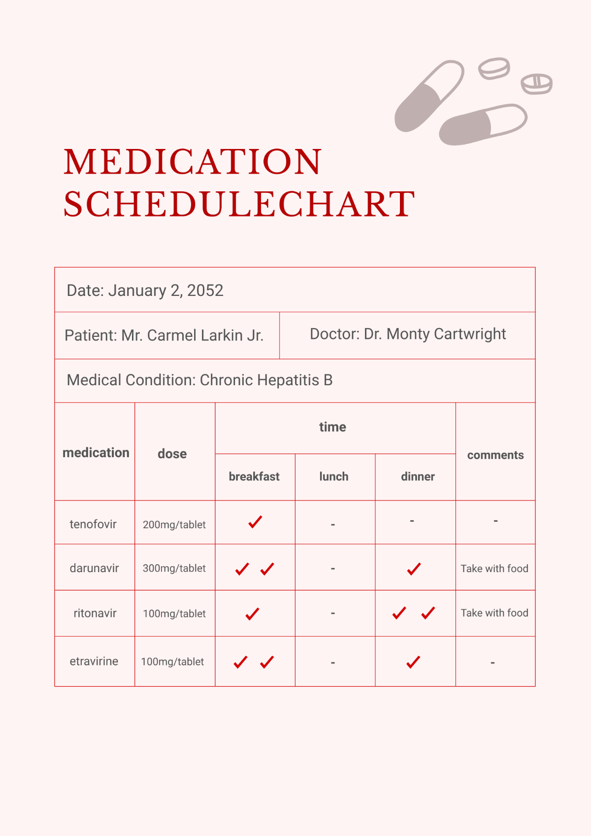 Free Medication Schedule Chart Template To Edit Online