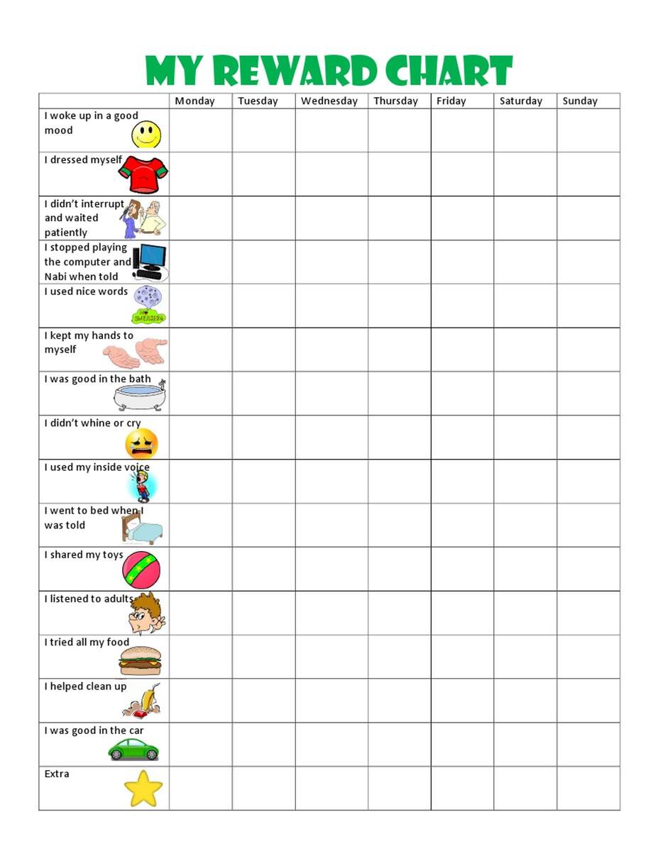 Free Printable Behavior Charts For 6 Year Olds