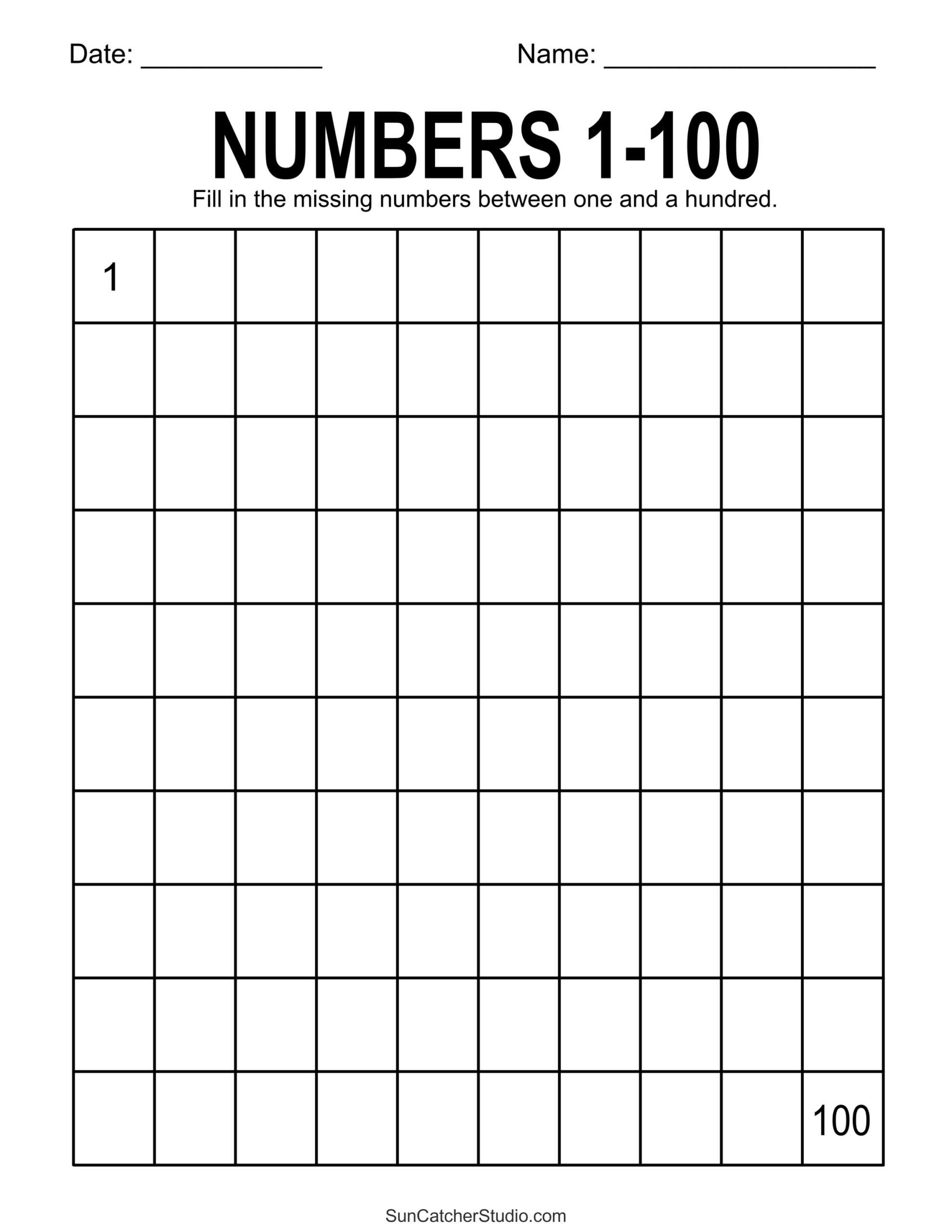 Free Printable Hundreds Charts Numbers 1 To 100 Free Printables Lettering SVG Files Tools Apps Blank Multiplication Charts Up To 12x12