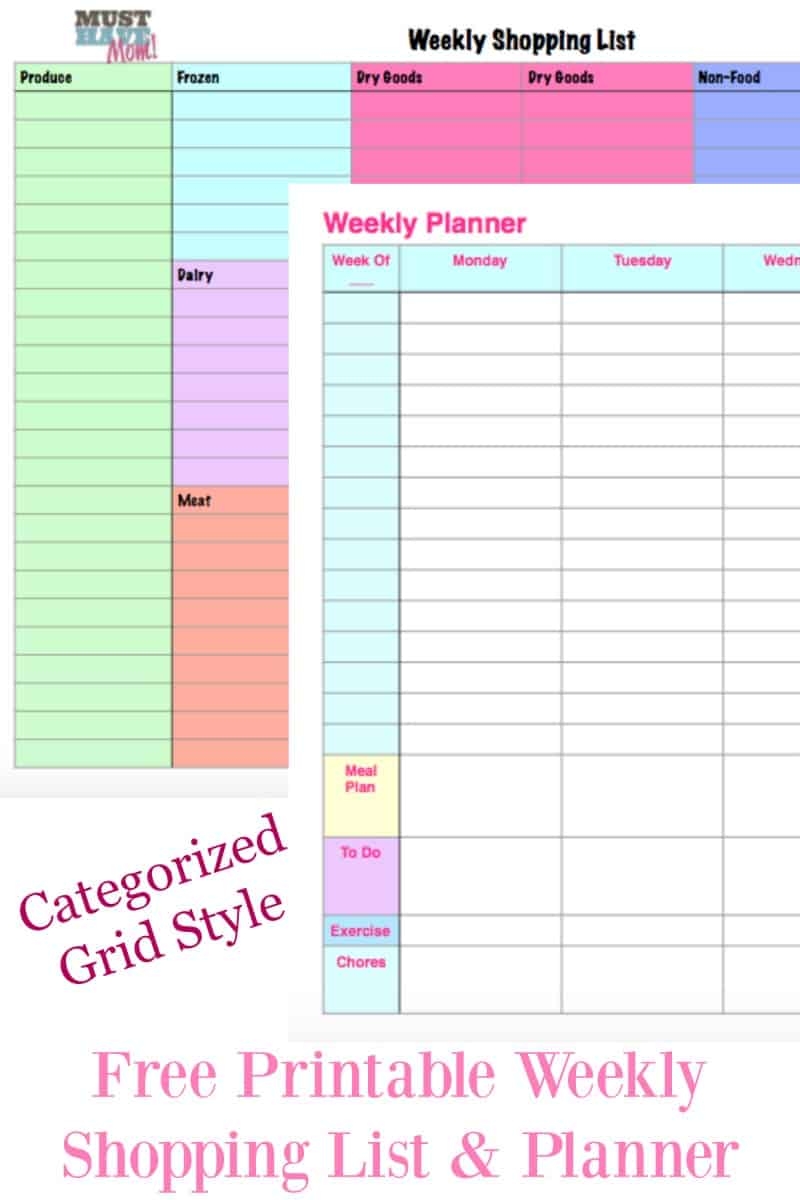 Free Printable Weekly Planner Weekly Shopping List How I Organize My Week Must Have Mom