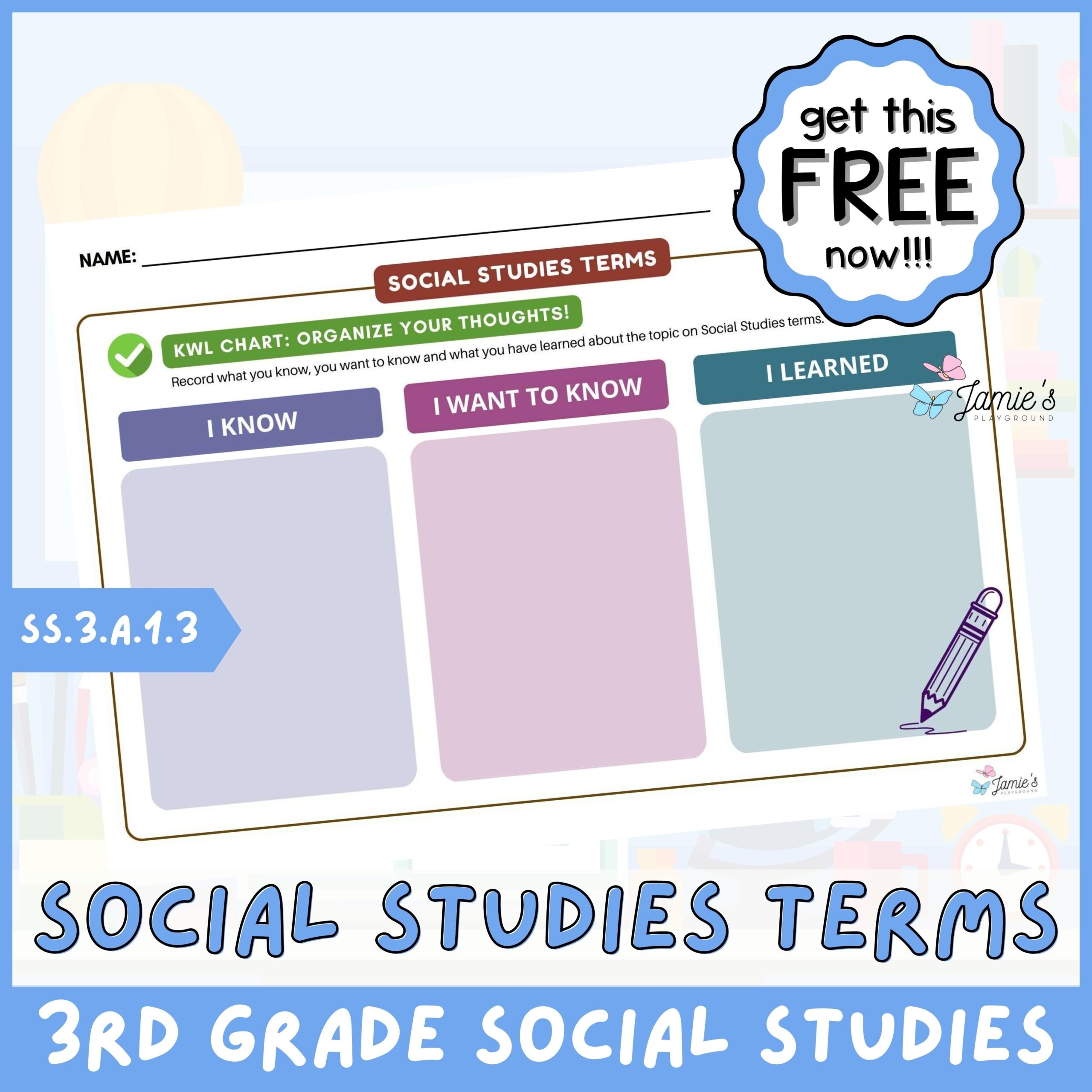 FREE Social Studies KWL Chart Template Classful