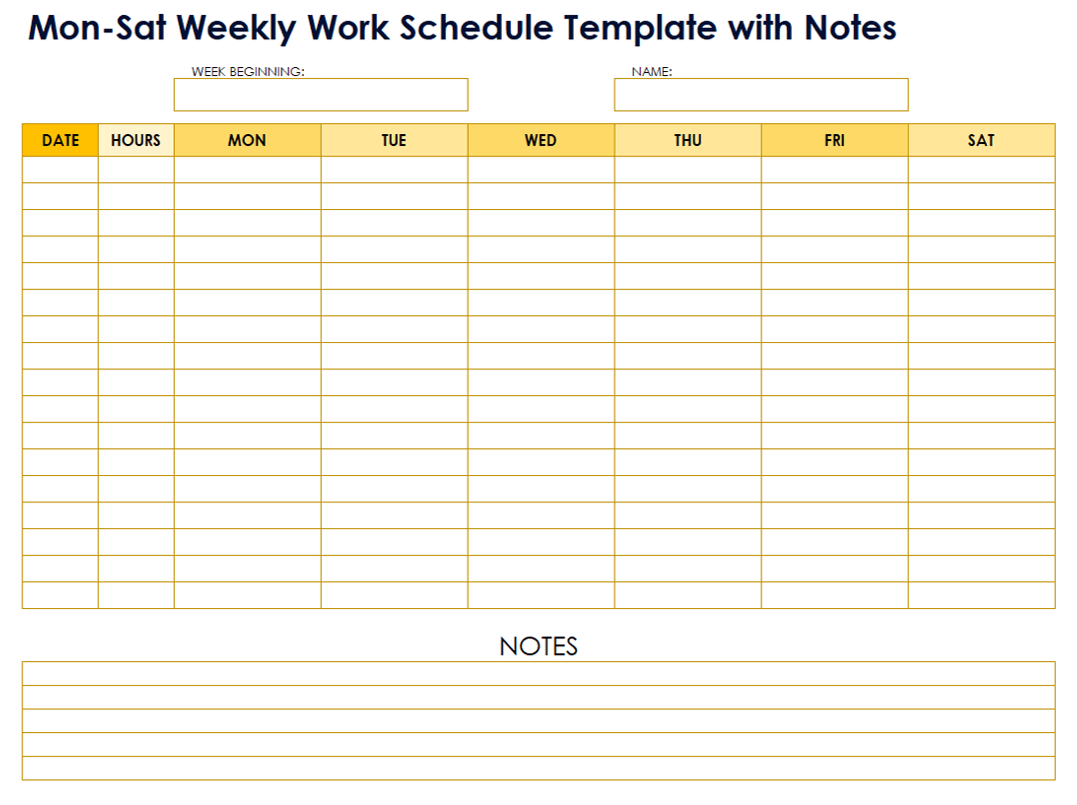 Free Work Schedule Templates For Word And Excel